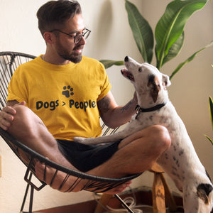 Dogs > People Short-Sleeve Adult Unisex T-Shirt Gold/White
