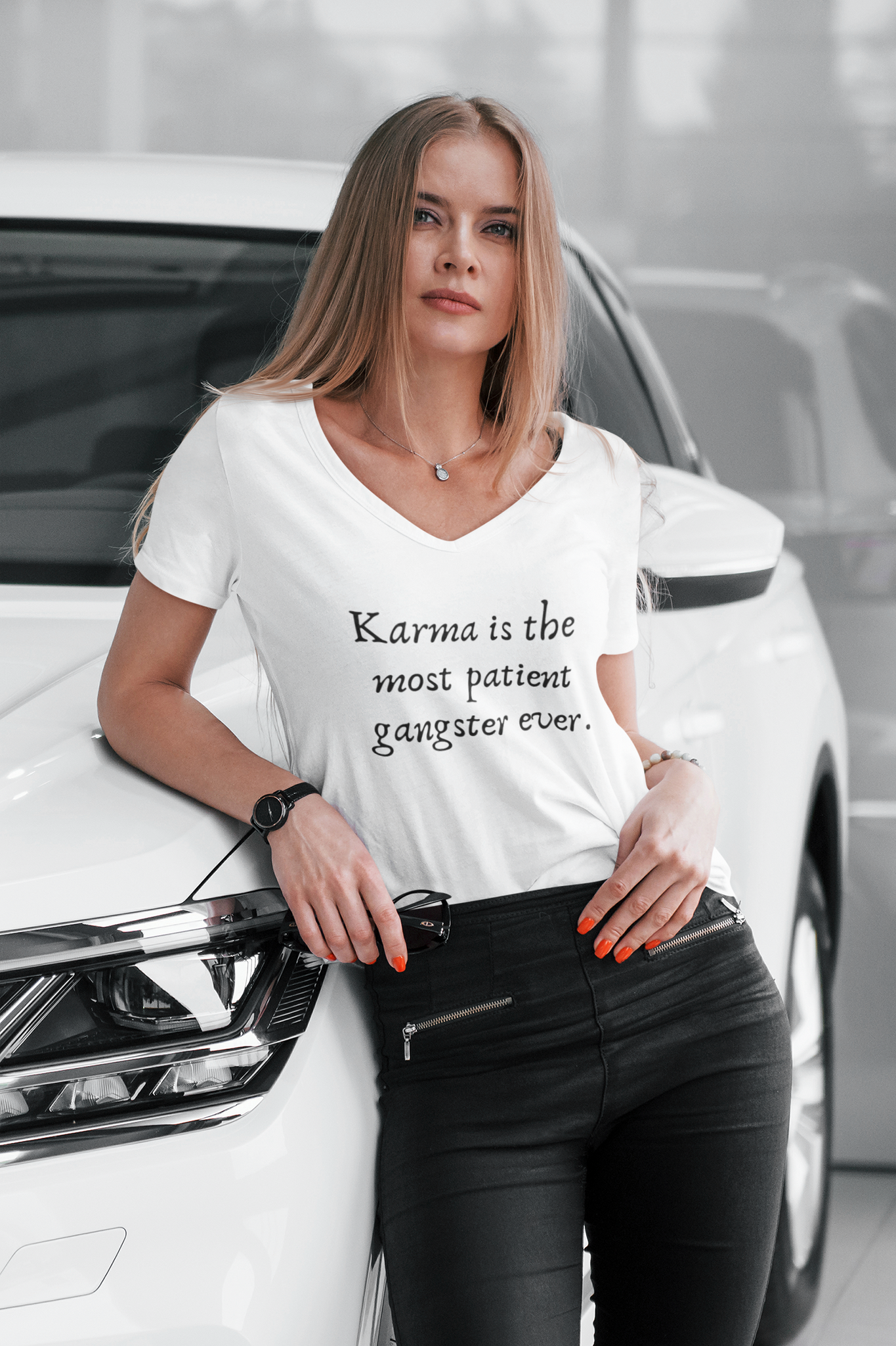 Karma Casual V-Neck Women's Shirt