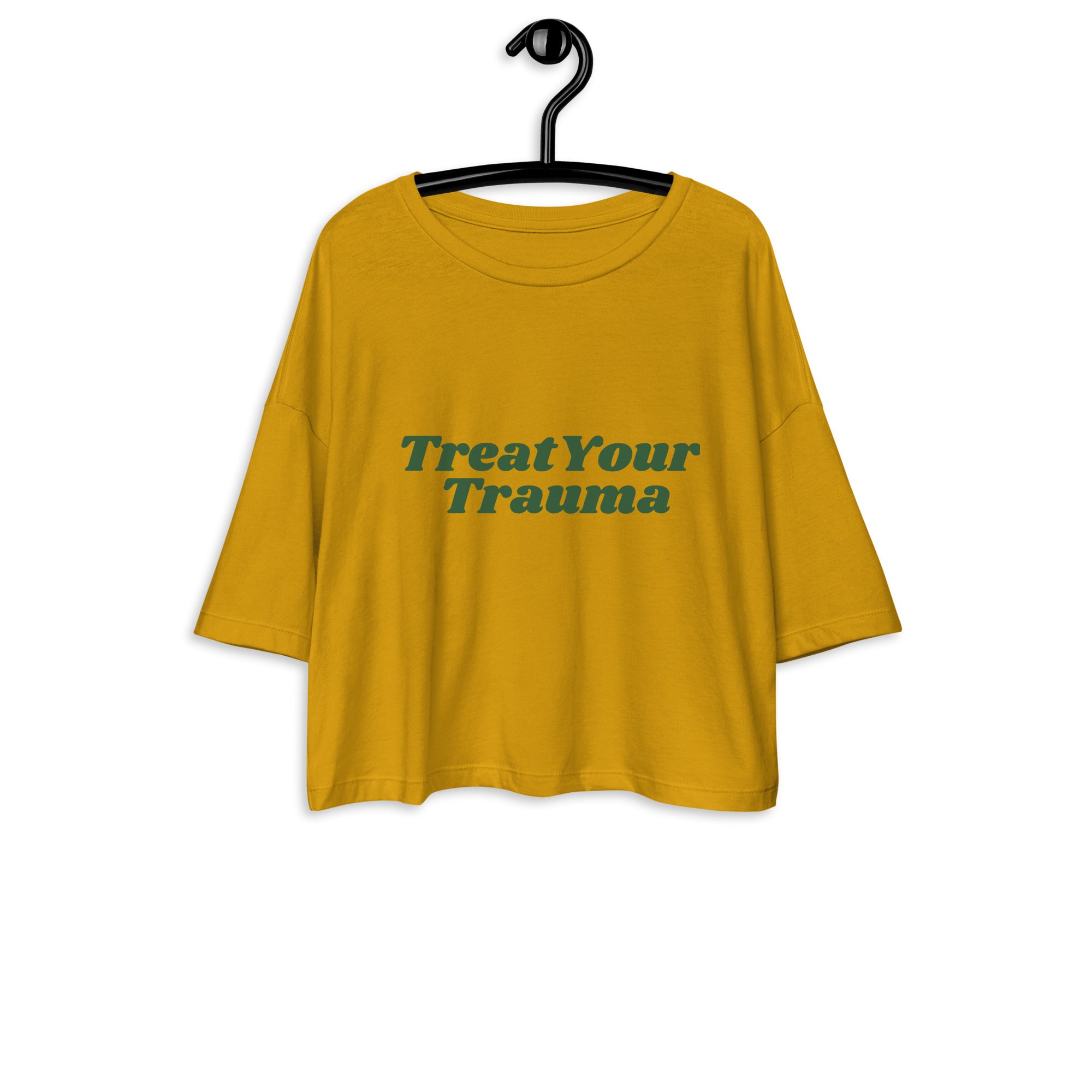 Treat Your Trauma Loose drop shoulder crop top