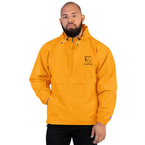 Pivot & Pray Embroidered Champion Packable Adult Gold Jacket