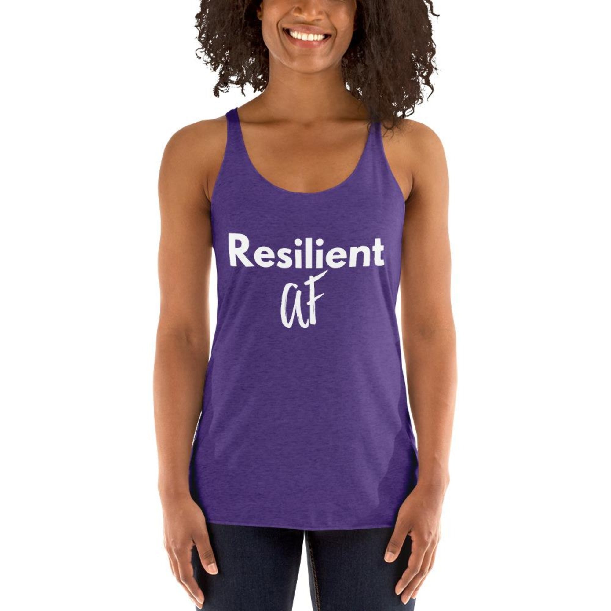 Resilient AF Women's Racerback Tank Purple/Gray/Coffee/Blue/Green/Red/Black/Navy