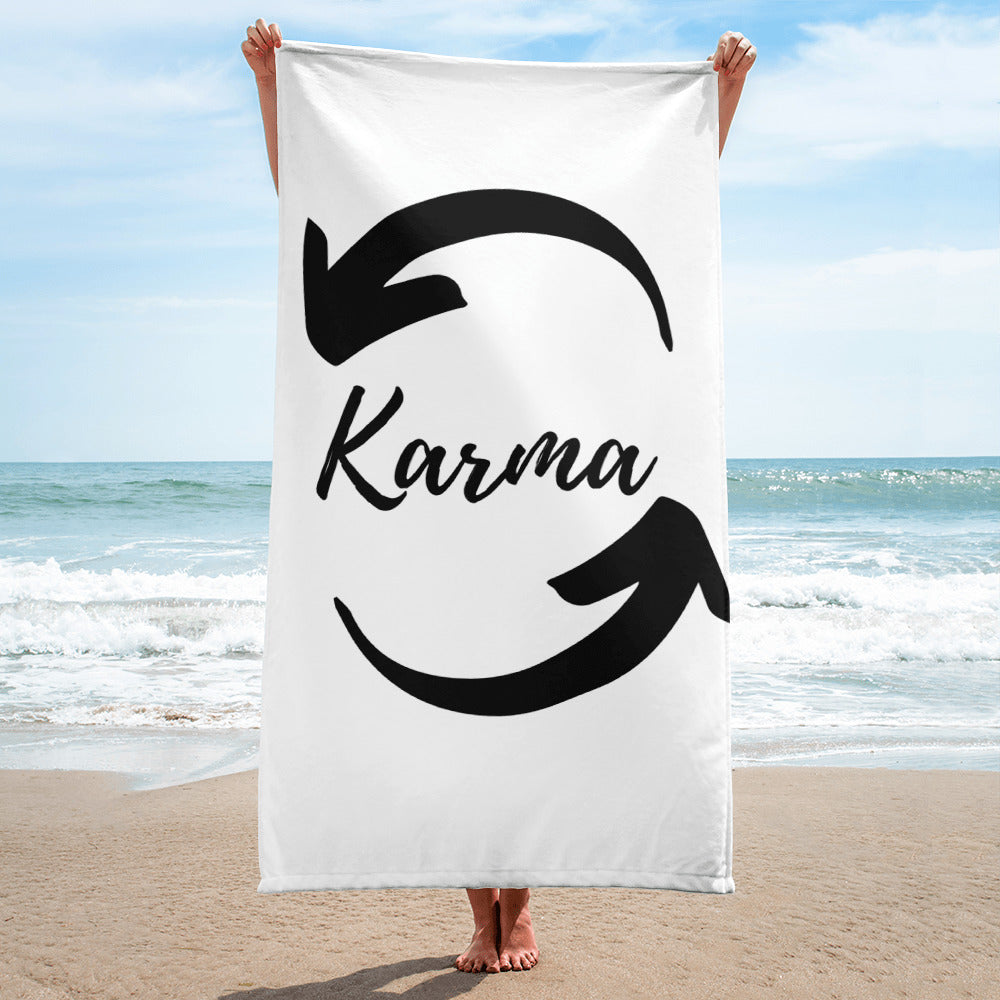 Karma Oversized White Beach Towel