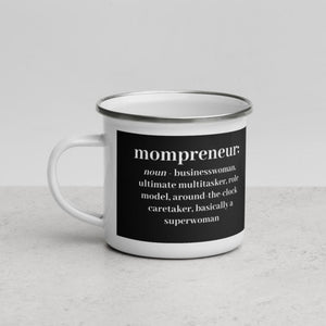 Mompreneur Enamel Mug, Black