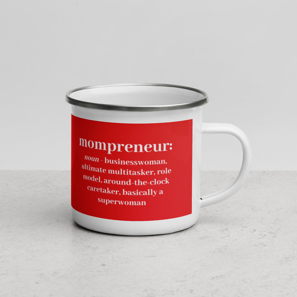 Mompreneur Enamel Mug, Red