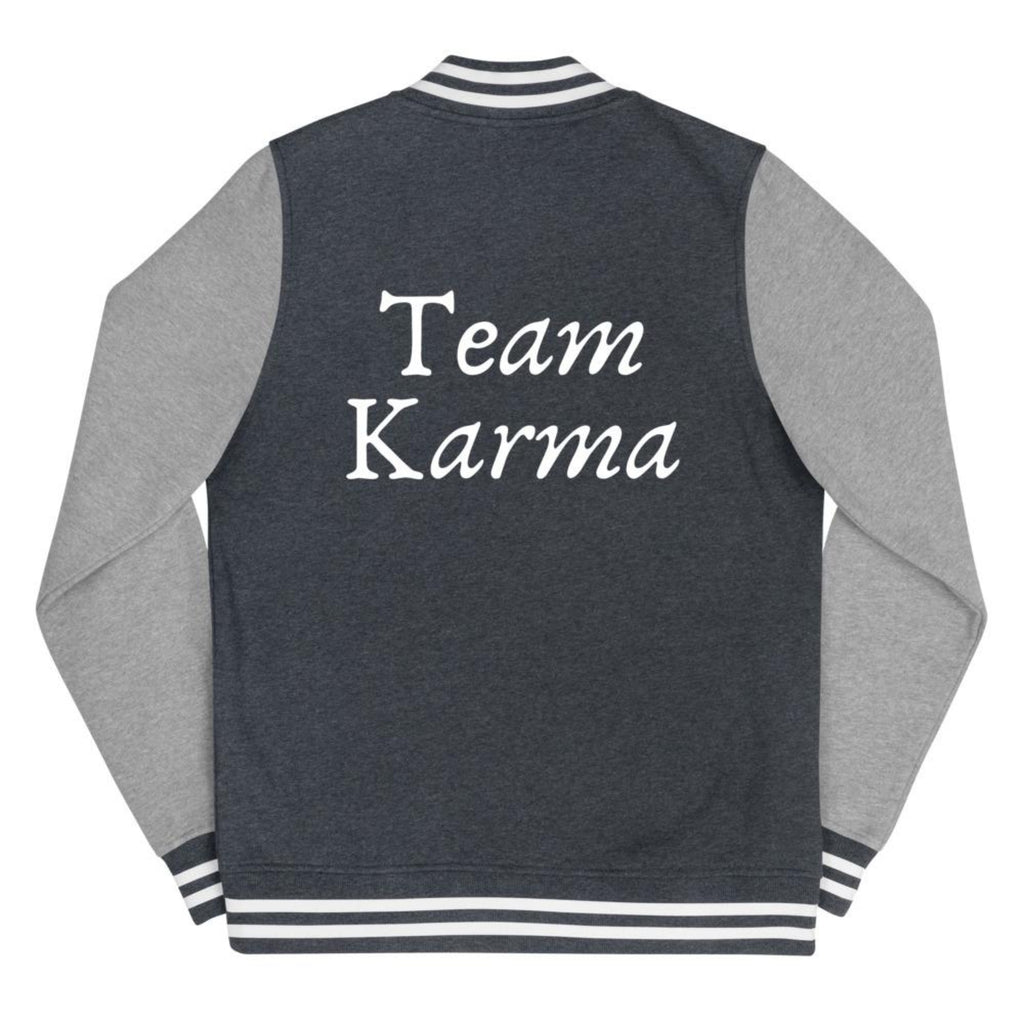 Team Karma Women's Letterman Jacket Blue Jean/Gray