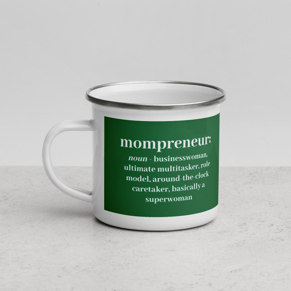 Mompreneur Enamel Mug, Green