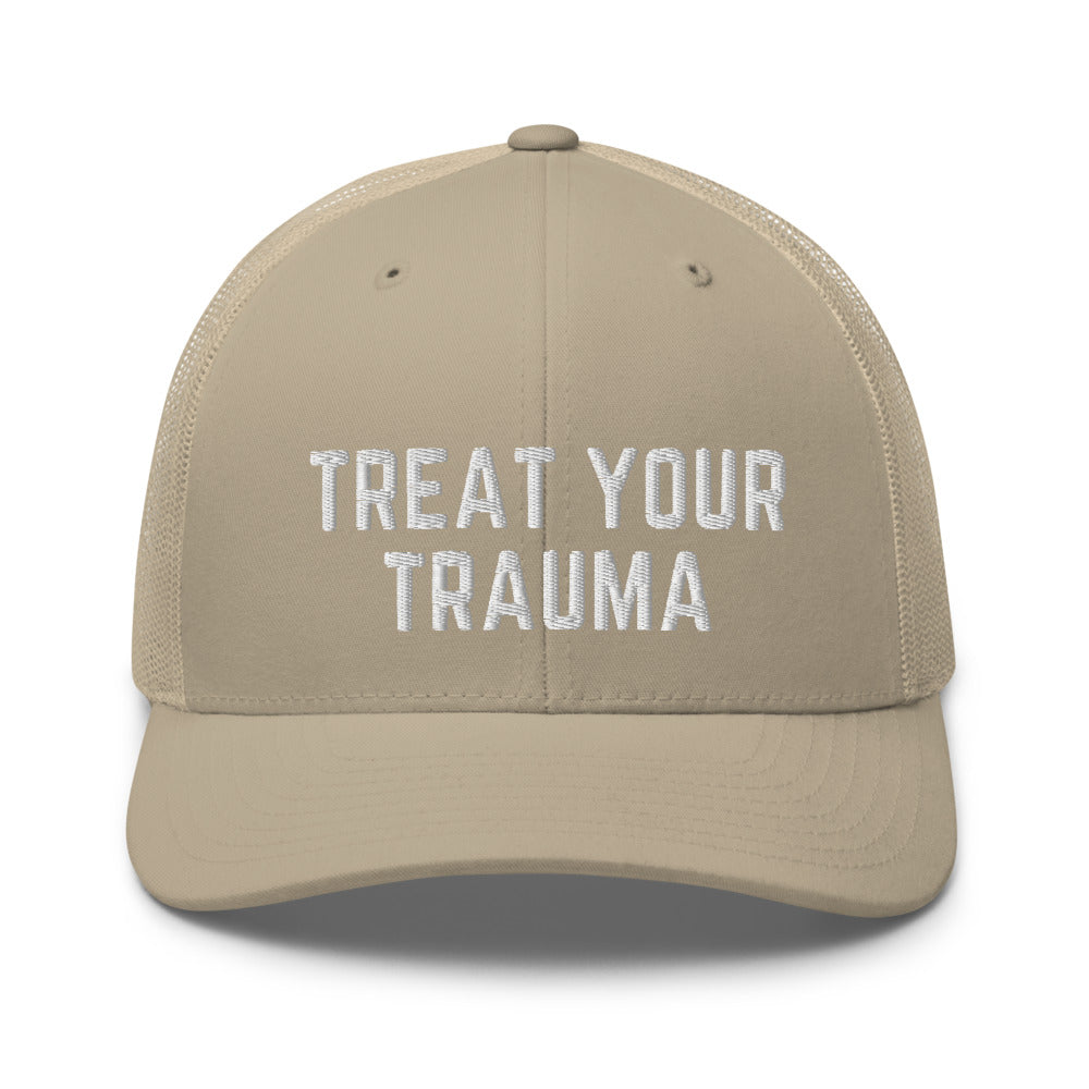 Treat Your Trauma Trucker Cap White Thread