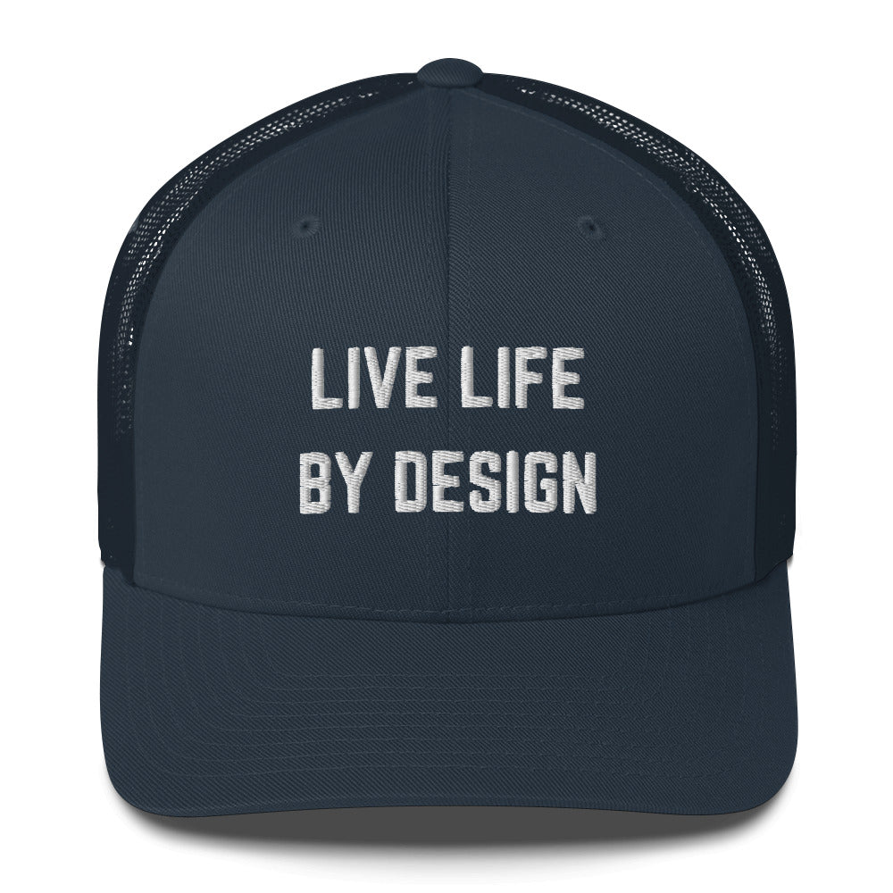 Live Life By Design Trucker Cap White Thread