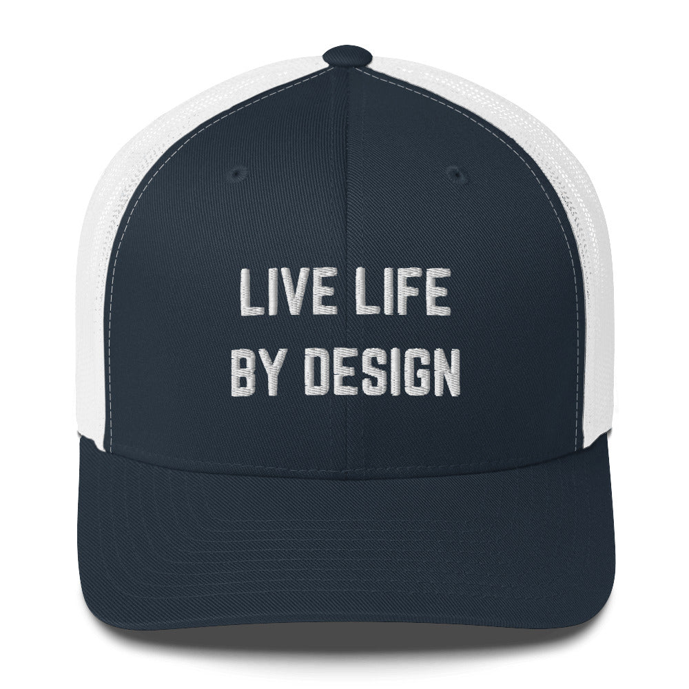 Live Life By Design Trucker Cap White Thread