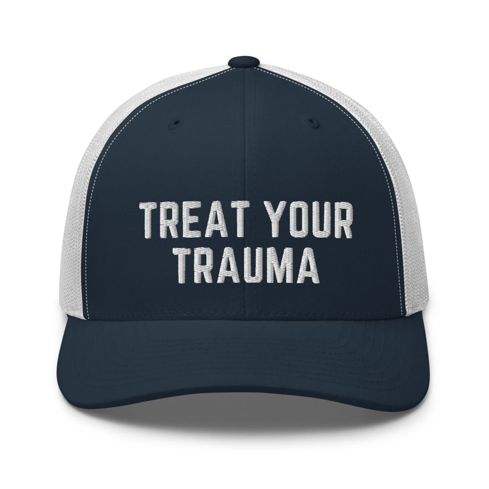 Treat Your Trauma Trucker Cap White Thread