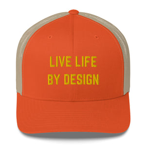 Live Life By Design Trucker Cap Yellow Thread